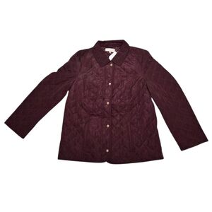 Talbots Quilted Jacket Burgundy Snap Front Women’s Large